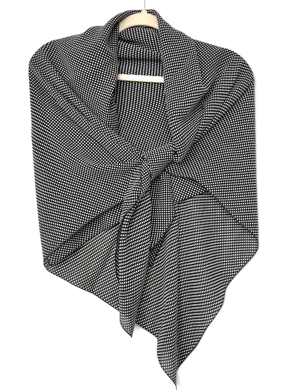 Black and White Polka Dot Wrap Scarf 
42x42”